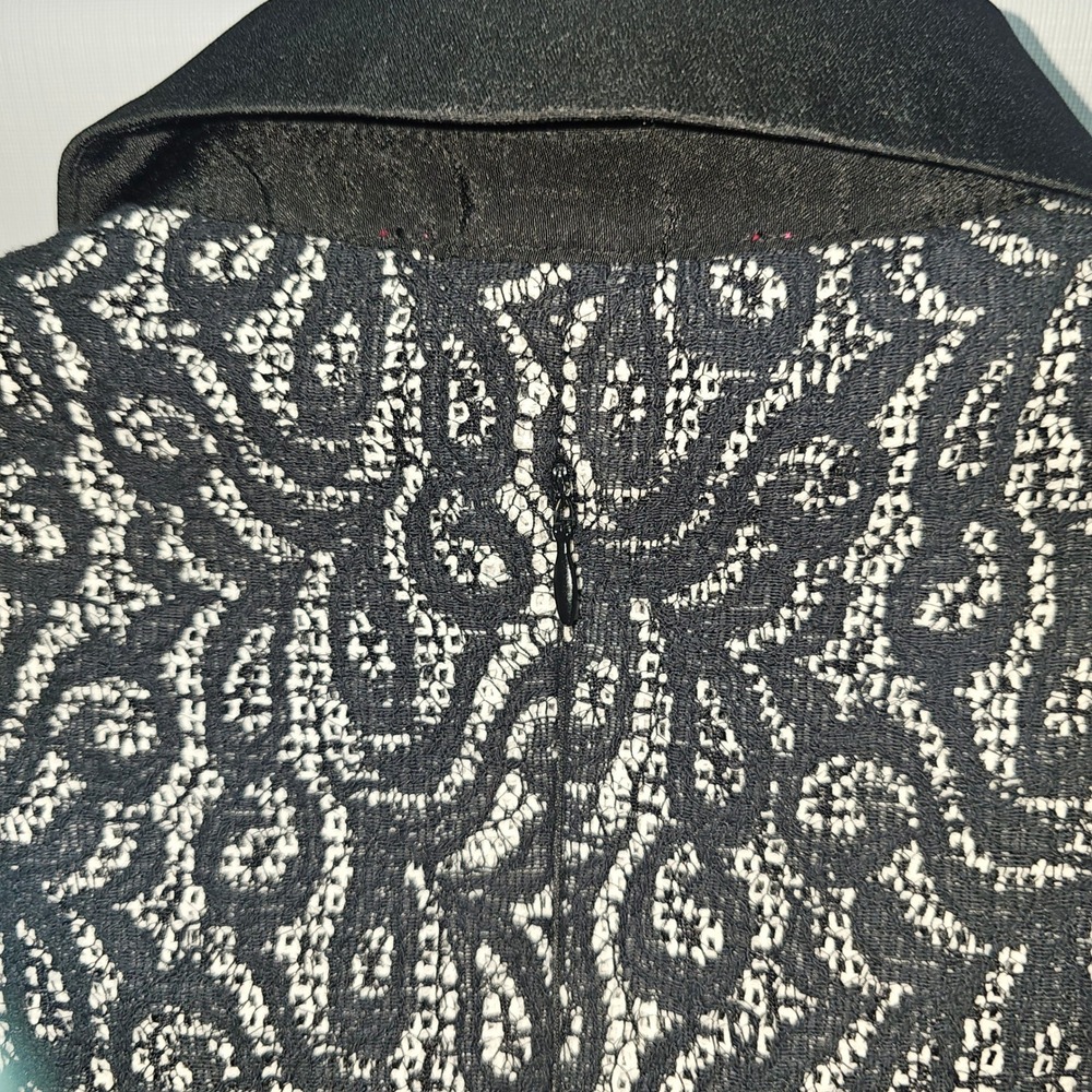 Betsey Johnson Womens Black White Lace Zip Front Fit Flare Dress Size 8 Retro - Picture 7 of 11